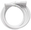 White coiled cable on a white background.