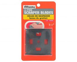 Packaging of Allway 2-pack scraper blades with product information and illustration.