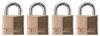 Four padlocks in a row, each with varying levels of shackle height showing different unlock stages.