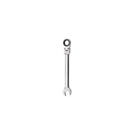 A single combination wrench with an open end and a ring end on a white background.