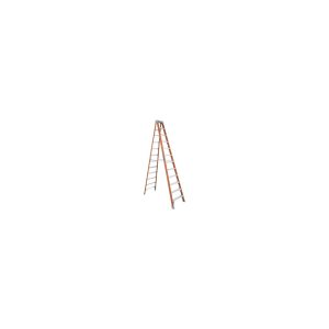 An orange step ladder isolated against a plain white background.