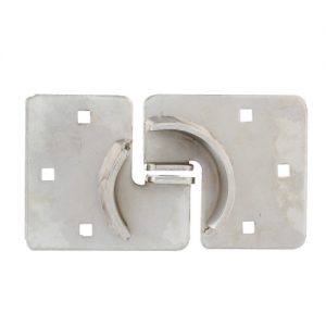 Two interlocking metal puzzle pieces on a white background.
