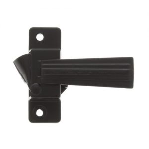 Black T-shaped plastic toggle latch on a white background.