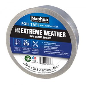 Roll of Nashua Extreme Weather foil tape for HVAC sealing and repair.