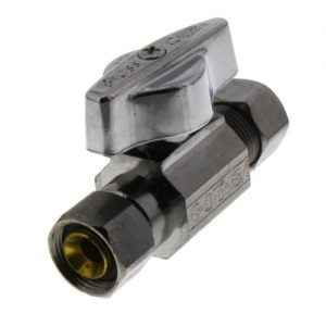 A black and silver coaxial cable connector with a nut and rotating cap.