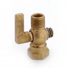Brass faucet tap against a white background.