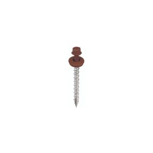 A single metal screw with a brown head isolated on a white background.