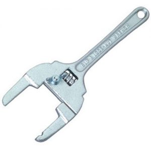 Adjustable wrench isolated on a white background.