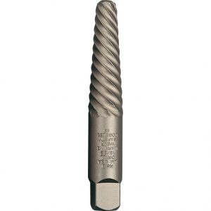 Metal rotary burr tool with a cylindrical shaft and helical cutting pattern.