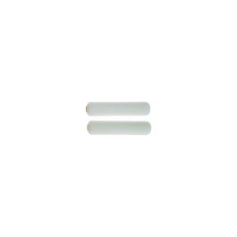 Two white cylindrical objects horizontally aligned on a plain background.
