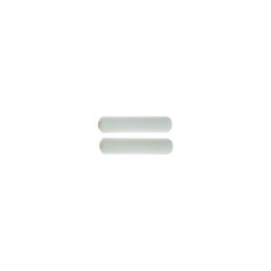 Two white cylindrical objects horizontally aligned on a plain background.