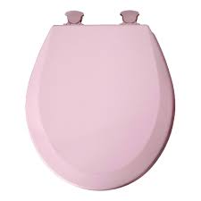 TOILET SEAT PINK ROUND WOOD