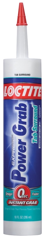 A tube of Loctite Power Grab adhesive for tub surrounds.