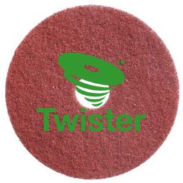 A red floor cleaning pad with the green "Twister" logo and trademark in the center.