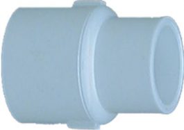 A PVC pipe connector on a white background.