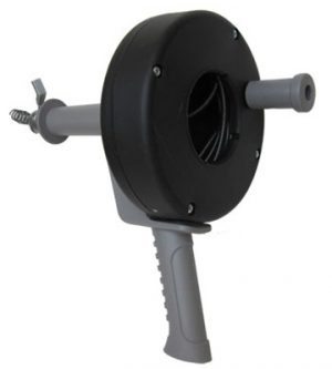 A black manual air blower with a crank handle and outlet tubes on each side.