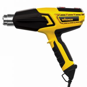 A yellow and black Wagner heat gun with a power cord on a white background.