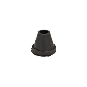 Black rubber ferrule for a walking stick on a white background.