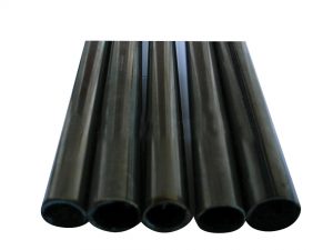 Black industrial steel pipes on a light background.