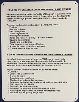 SIGN DEPT OF HOUSING PRESERV.