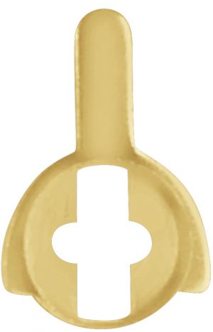 Gold-colored tuning key for a string instrument.