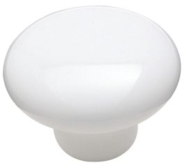 KNOB 1" ROUND WHT CERAMIC