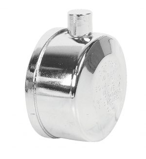Chrome whistle with a screw attachment and engraved text details.