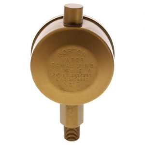 A brass Gorton vapor equalizing valve with patent numbers engraved on it.
