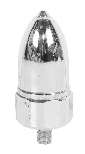 A chrome-finished fire sprinkler head isolated on a white background.