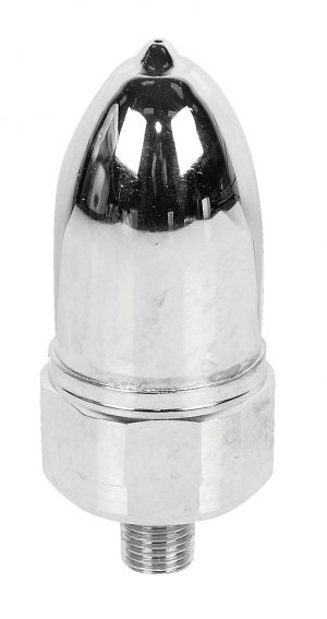 Chrome-plated domed object with threaded base, possibly a fixture or equipment part.
