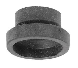 A black metal bushing or spacer isolated on a white background.