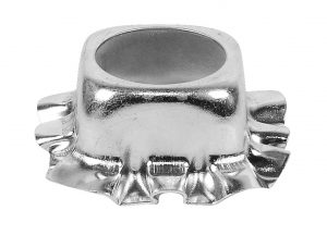 A silver crown-shaped bead with detailed spikes on a white background.