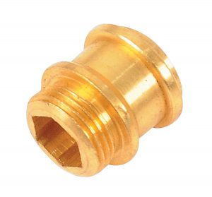 Brass hose connector isolated on a white background.