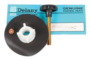 Flush valve repair kit on white background with packaging.