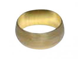 A simple gold wedding band on a plain background.