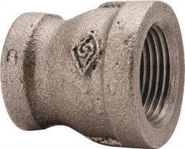 A metal pipe elbow fitting with internal threads visible.