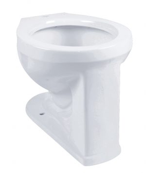 White ceramic toilet bowl isolated on a white background.