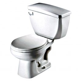 A white ceramic toilet against a clean background.
