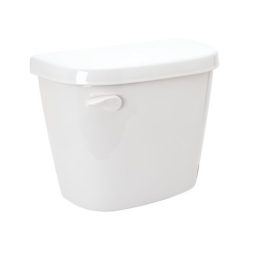 White plastic trash bin with a flip-top lid isolated on a white background.