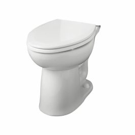 A white ceramic toilet with the lid closed, isolated on a white background.