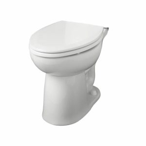 A white ceramic toilet with the lid closed, isolated on a white background.
