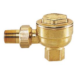 Brass swing check valve with threaded male and female connections.