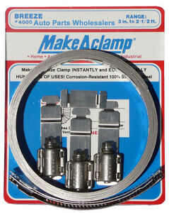 A Make-A-Clamp kit packaging showing adjustable metal band clamps and screws.