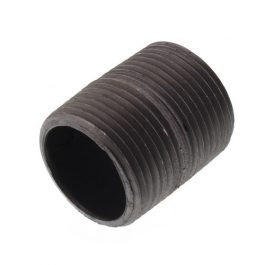A black rubber expansion plug with ridged surface on a white background.