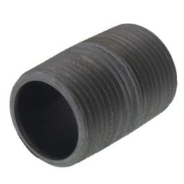 Threaded black rubber bushing on a white background.