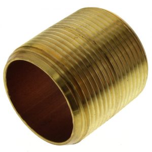 Brass threaded cylinder isolated on a white background.