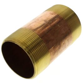 A brass cylindrical object with threaded exterior on a white background.