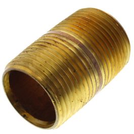 Antique brass cylindrical spring with coiled design on a white background.