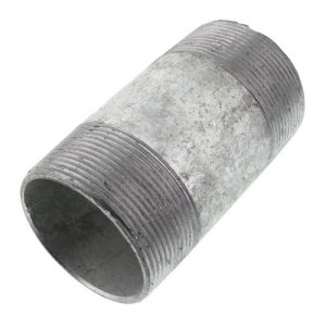 Galvanized steel pipe nipple isolated on white background.