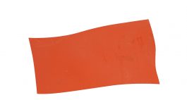 Curved orange paper with a textured surface on a white background.